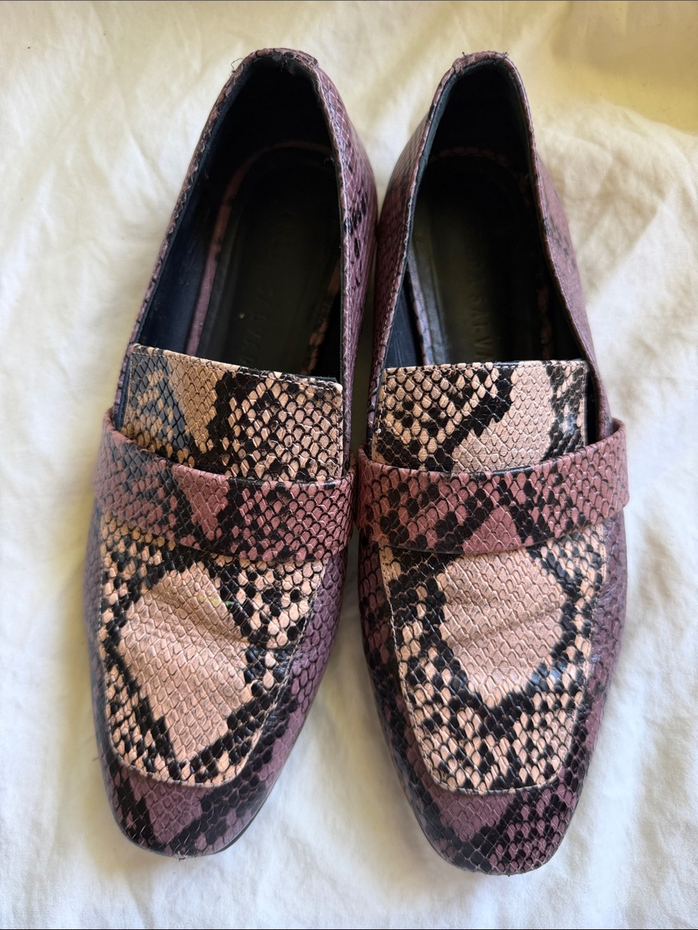 Freda Salvador Pink Snake-Print Women's Loafers